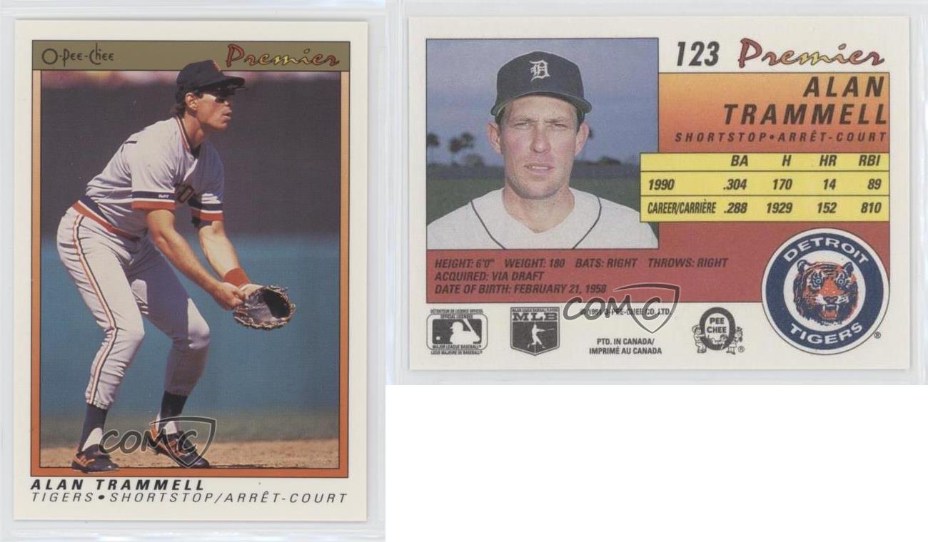 1991 O-Pee-Chee Premier ministre Alan Trammell #123 acheter HOF