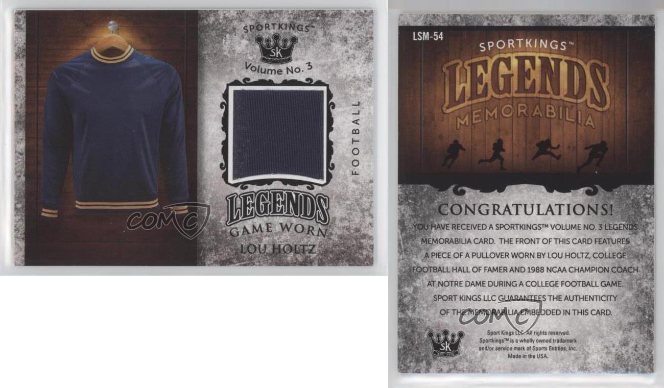 2022 Sportkings Volume 3 Legends Game Worn Materials Black Lou Holtz #LSM-54 - Picture 4 of 4