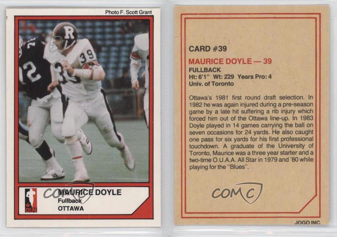 1984 Jogo CFL Maurice Doyle #39 Rookie RC | eBay