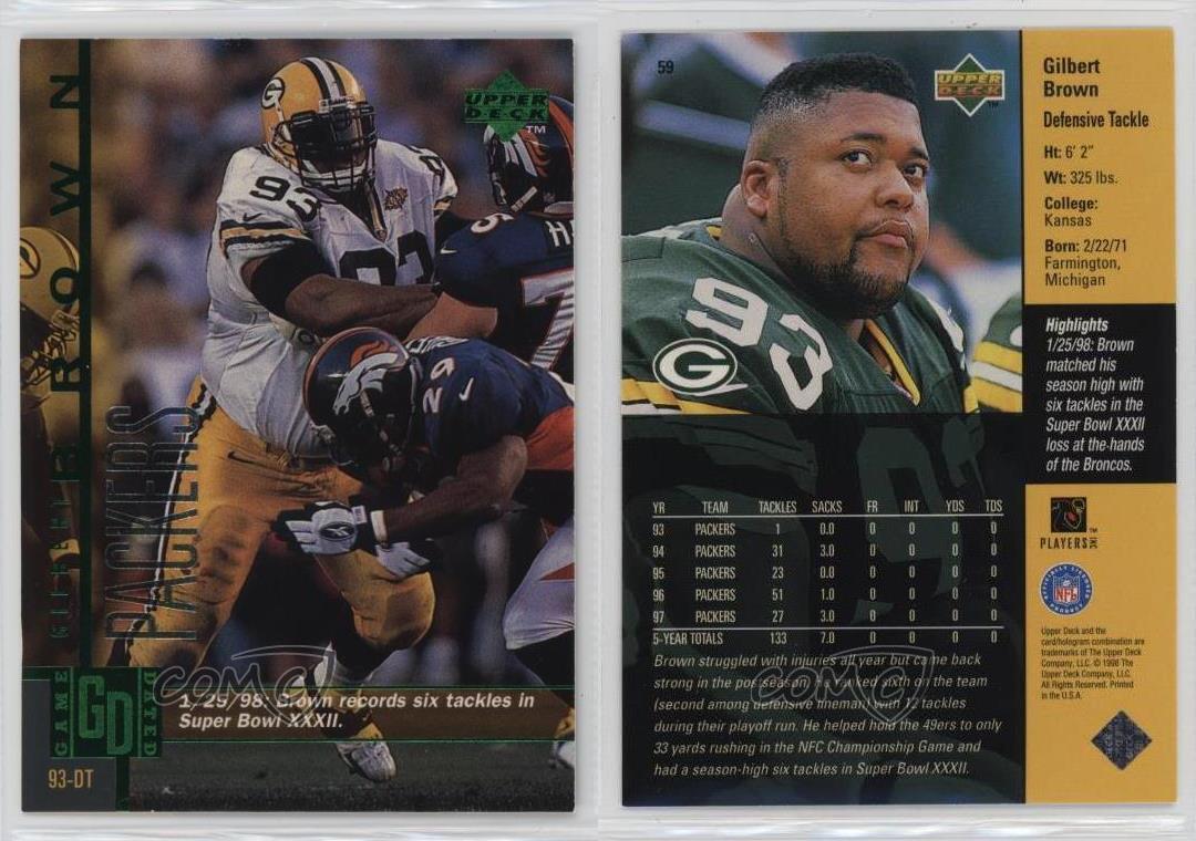 1998 Upper Deck Green Bay Packers II ShopKo Game Dated Gilbert Brown #59 - Bild 3 von 4