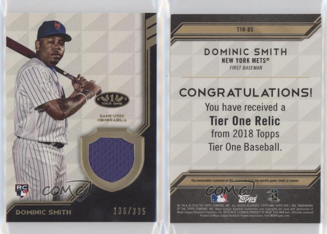 2018 Topps Tier One Tier One Relics /335 Dominic Smith #T1R-DS Rookie RC