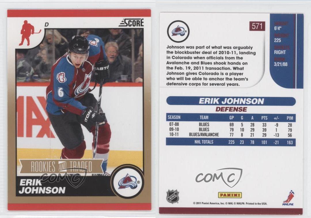 2010-11 Score Rookies & Traded Gold Erik Johnson #571 | eBay 2010-11 Score Rookies & Traded Gold Erik Johnson #571 | eBay