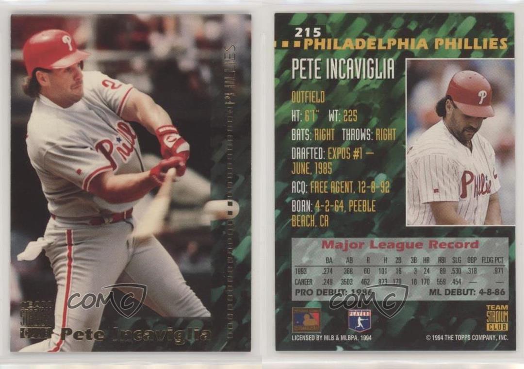 Pete Incaviglia Autographed 1994 Stadium Club Team #215 at