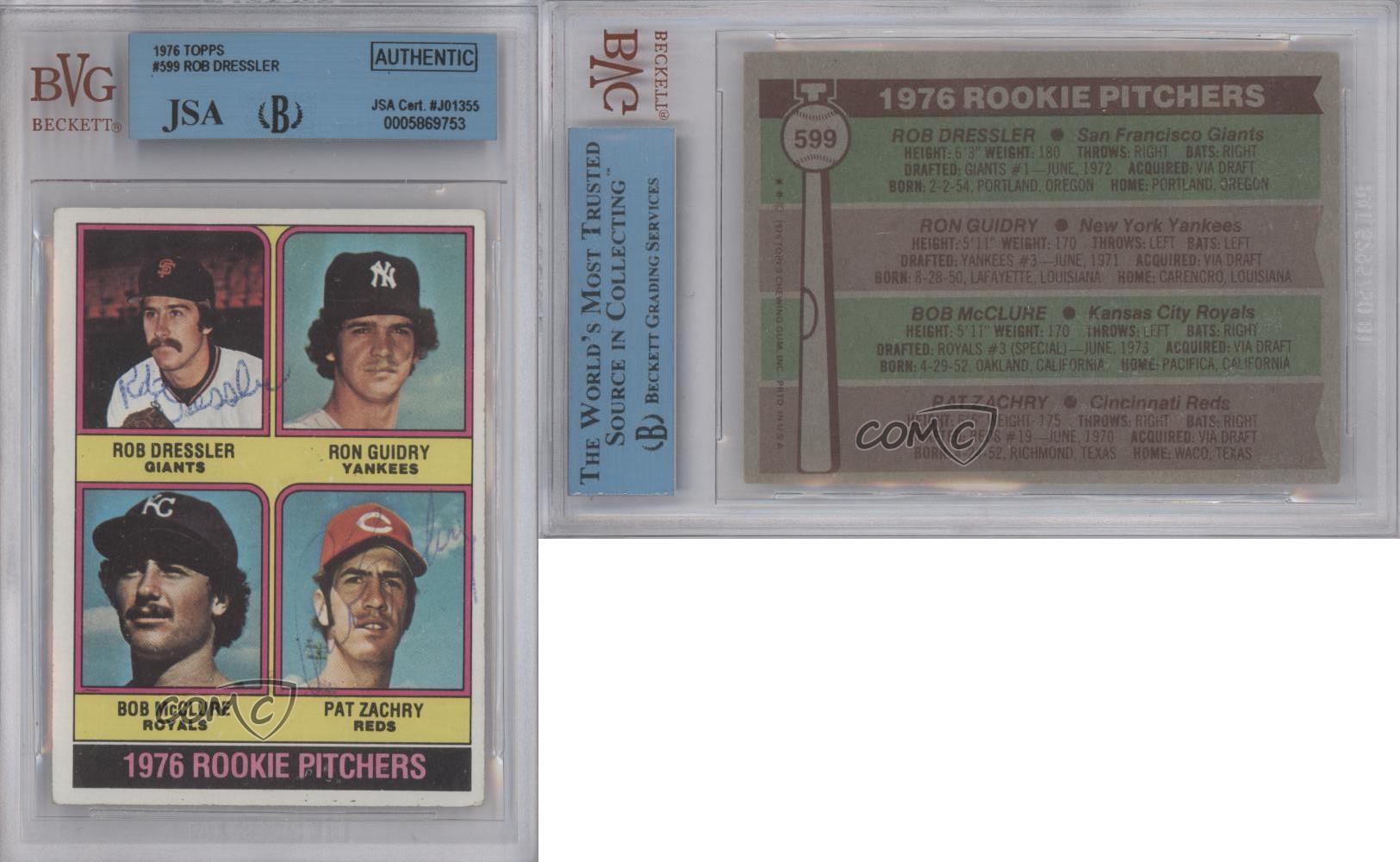 1976 Topps #599 Rookie Pitchers Ron Guidry / Rob Dressler / Bob McClure /  Pat Zachry