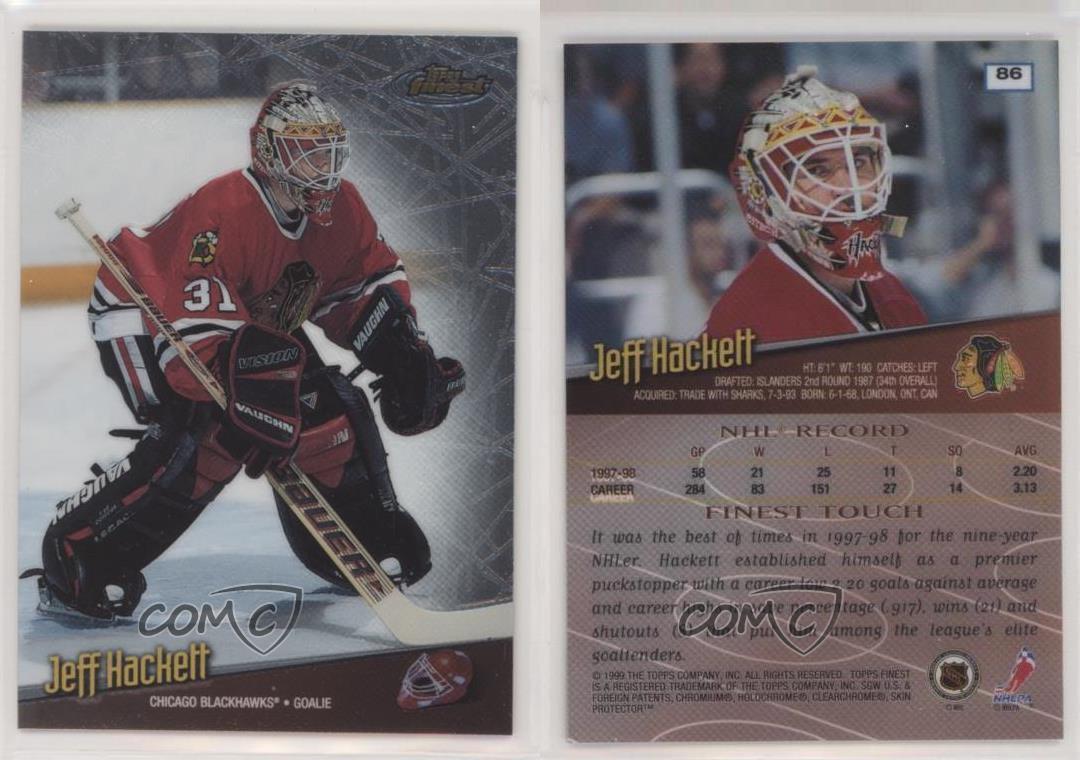 Jeff Hackett Hockey Card 1998-99 Finest #86 Jeff Hackett