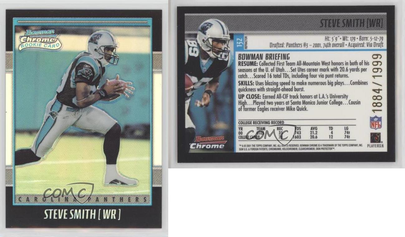 Steve Smith 2001 Bowman Chrome Refractor #132 PSA NM-MT 8 Card