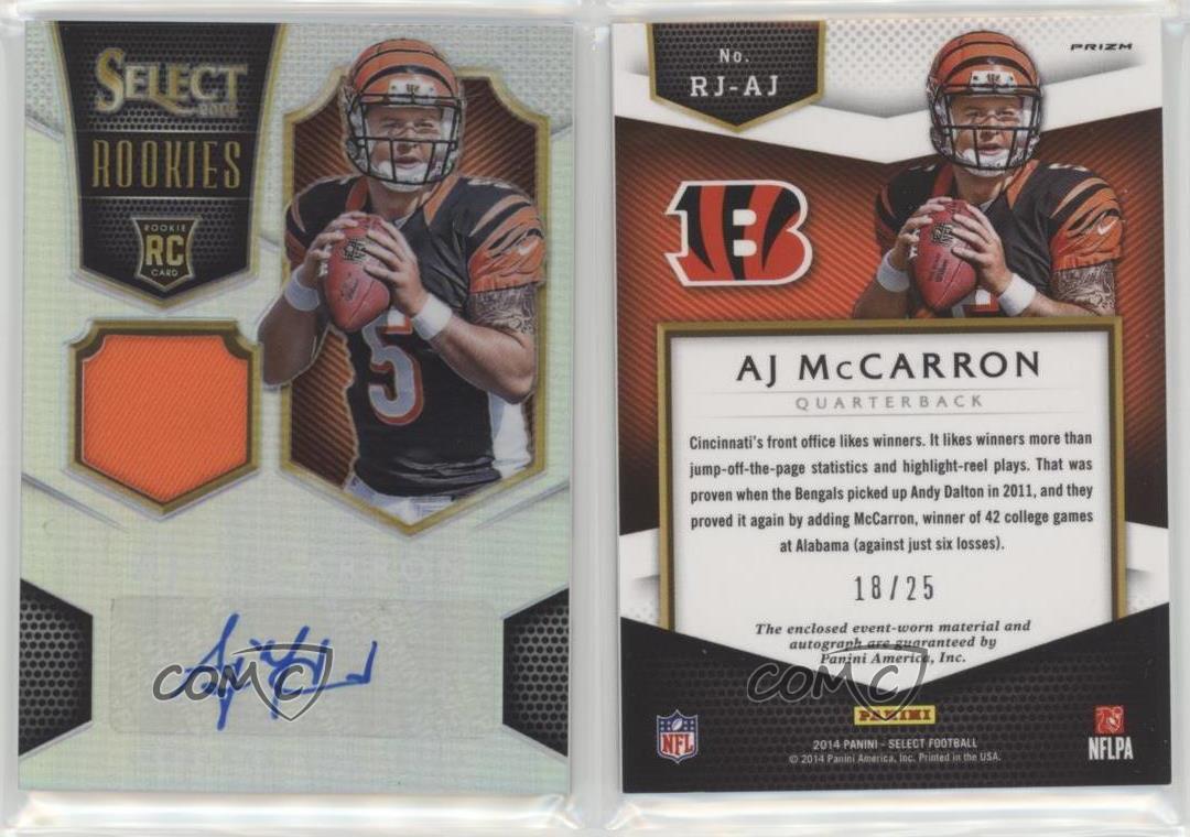 McCARRON 2014 TOTALLY CERTIFIED RED ROOKIE JERSEY PATCH AUTO RC #D /25 A.J 