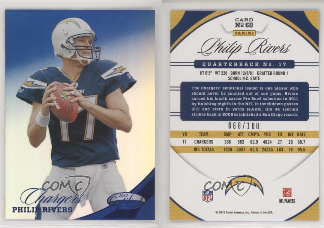 Specchio blu certificato 2012 /100 Philip Rivers #60 - Foto 3 di 4