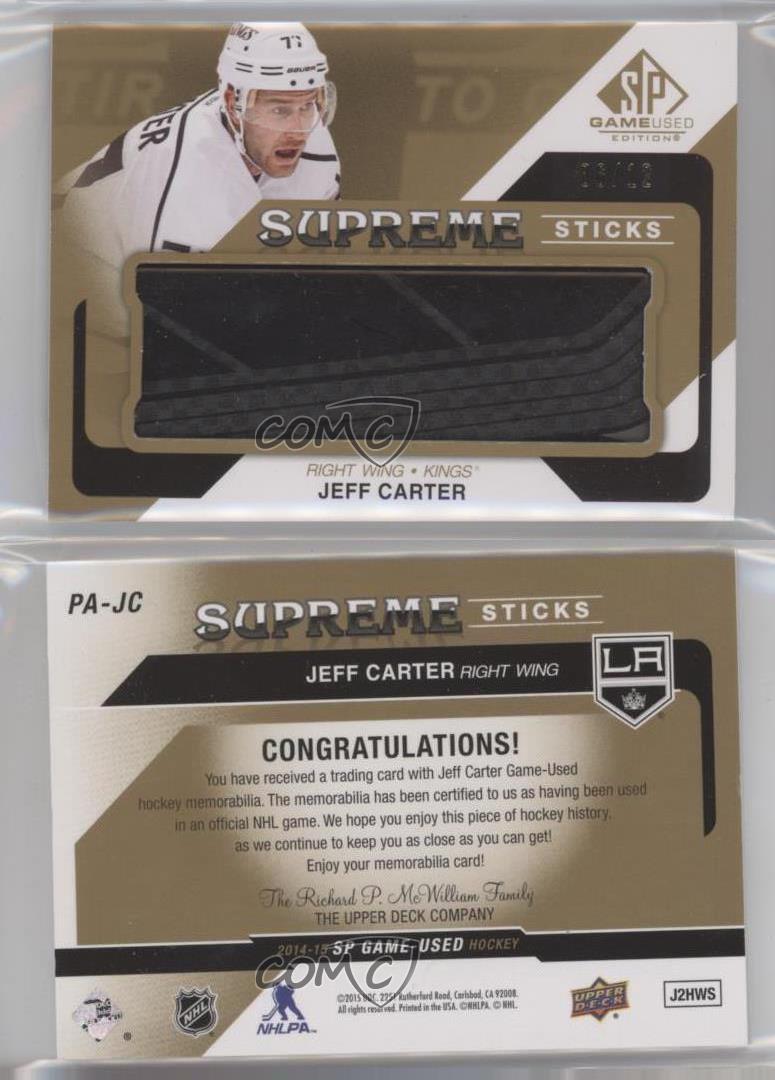 2014-15 SP Juego Usado Supreme Sticks/Guantes/Patines/12 Jeff Carter #PA-JC - Imagen 3 de 3