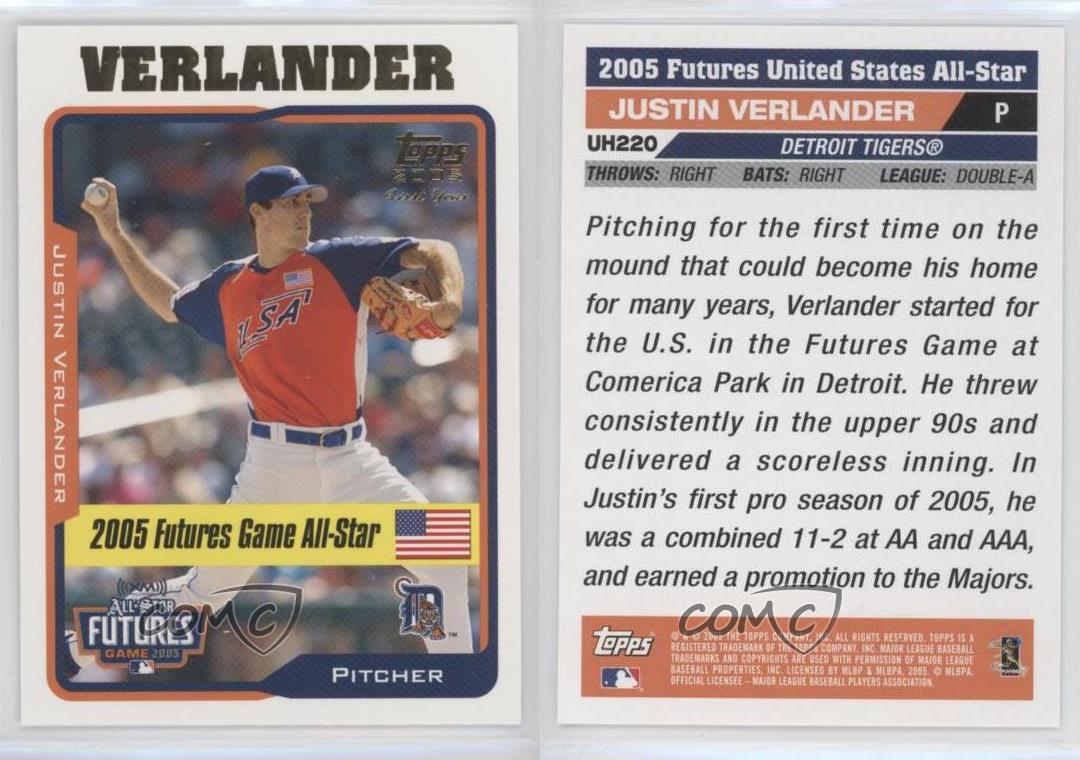 2005 Topps Update 220 Justin Verlander FUT Rookie Futures Game - Sportsnut  Cards