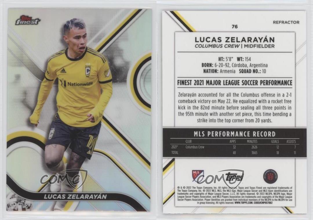 Lucas Zelarayan Orange Refractor /25 2022 Topps Finest MLS