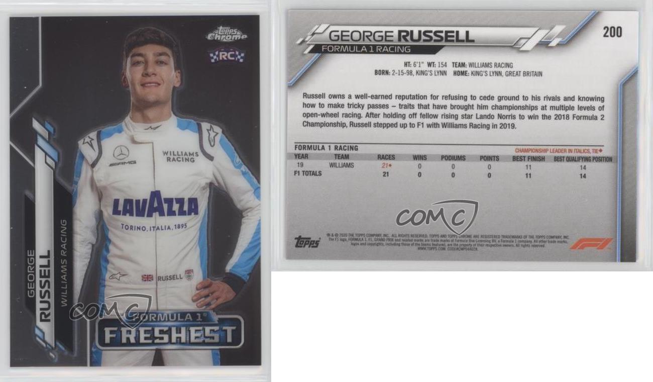 2020 Topps Chrome Formula 1 F1 Freshest George Russell #200 Rookie 