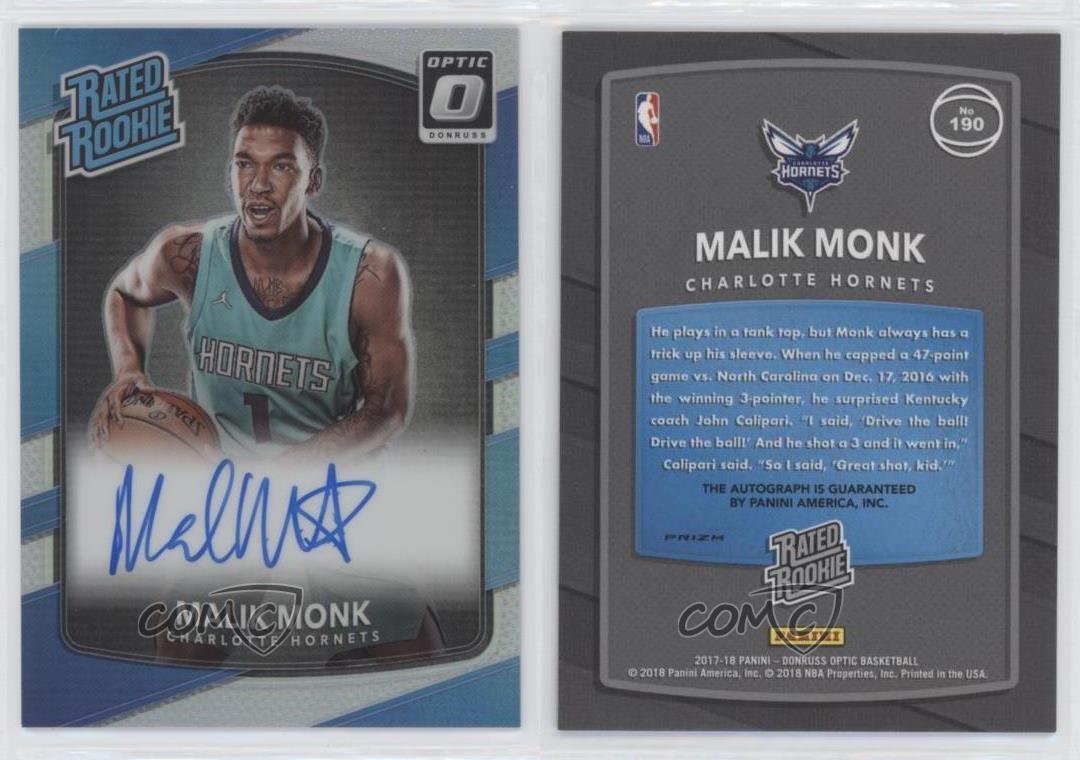 NBA 2017 Donruss Optic Rookie Malik Monk Rated Rookie Single Sports Card  #190 (Base) 