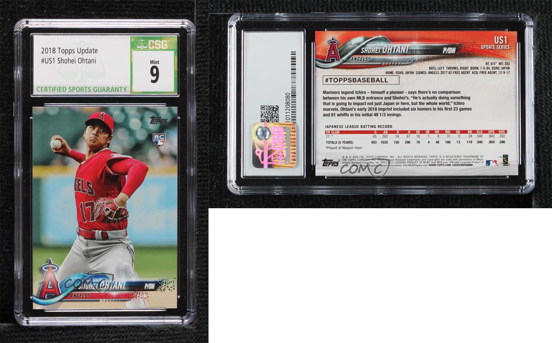 2018 Topps Update Shohei Ohtani (Pitching Red Jersey) #US1 CSG 9 Mint Rookie RC - Picture 3 of 5