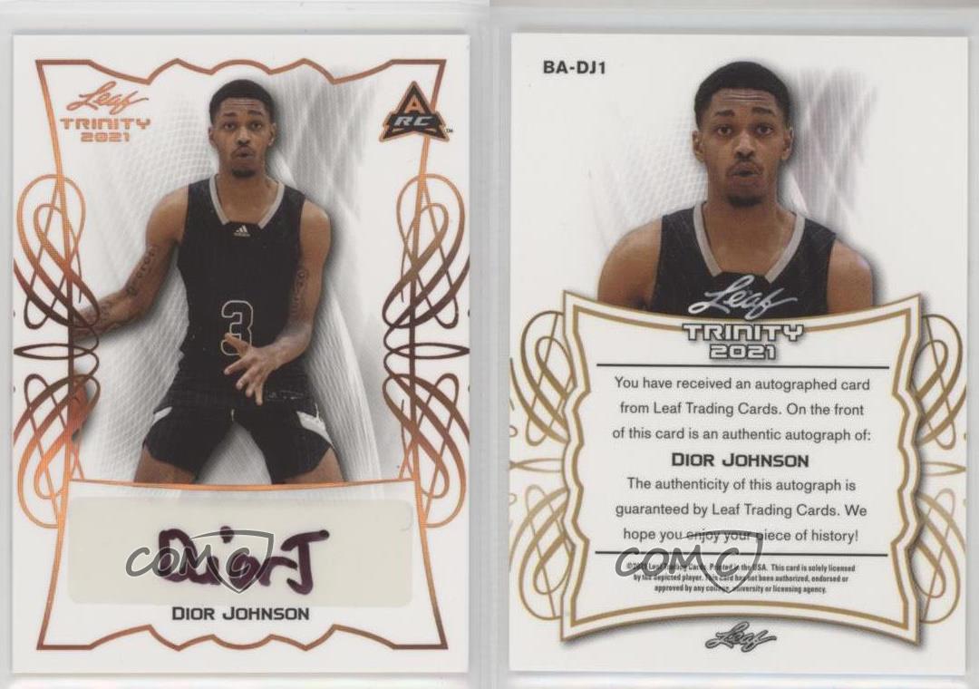 2021-22 Leaf Memories 2021-22 Leaf points de vente Trinity Update Dior Johnson #BA-DJ1 Auto