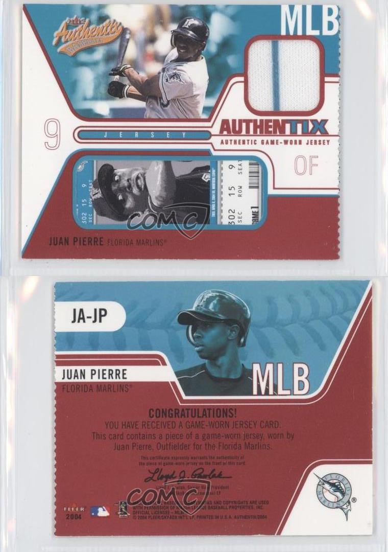 2004 Fleer Authentix Juan Pierre Game Jersey #JP Florida Marlins