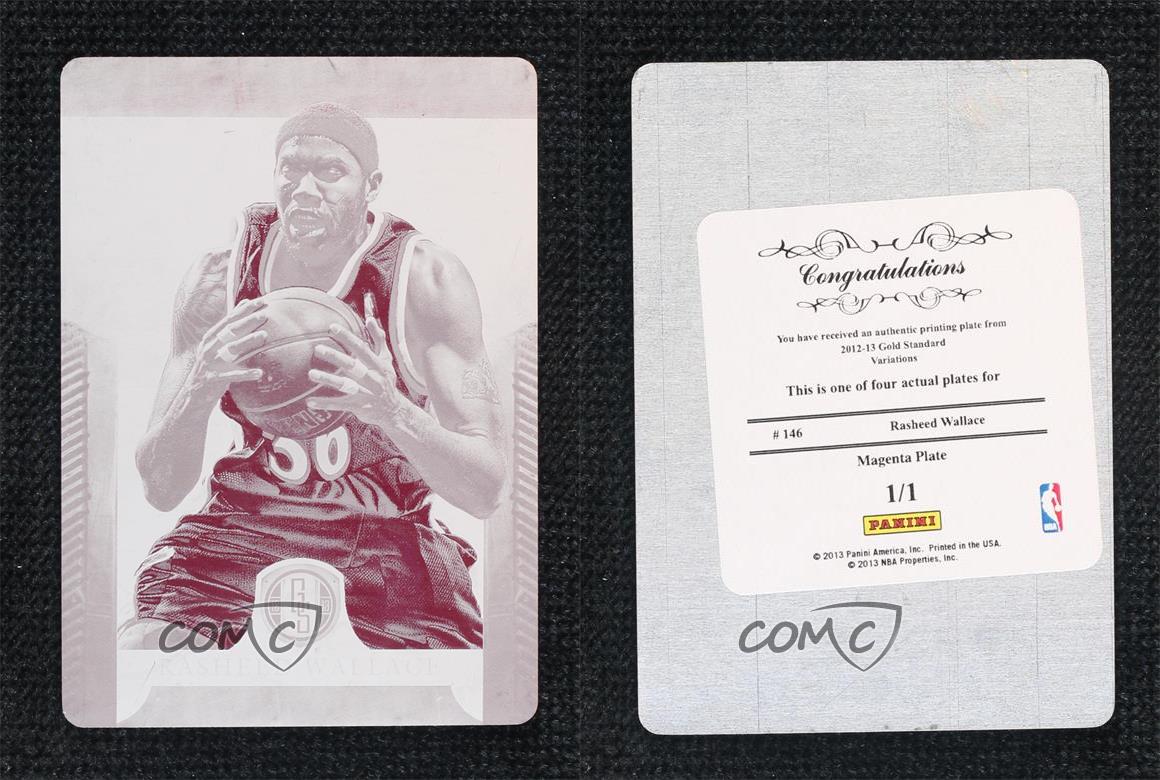 2012-13 Plaque dimpression Gold Standard Magenta 1/1 Rasheed Wallace (Atlanta magasin Hawks)