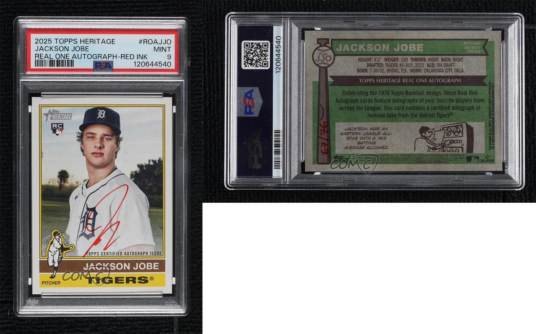 2025 Topps Heritage - Real One Autographs Jackson Jobe #ROA-JJO Special Edition Red Ink /76 (AU, RC)