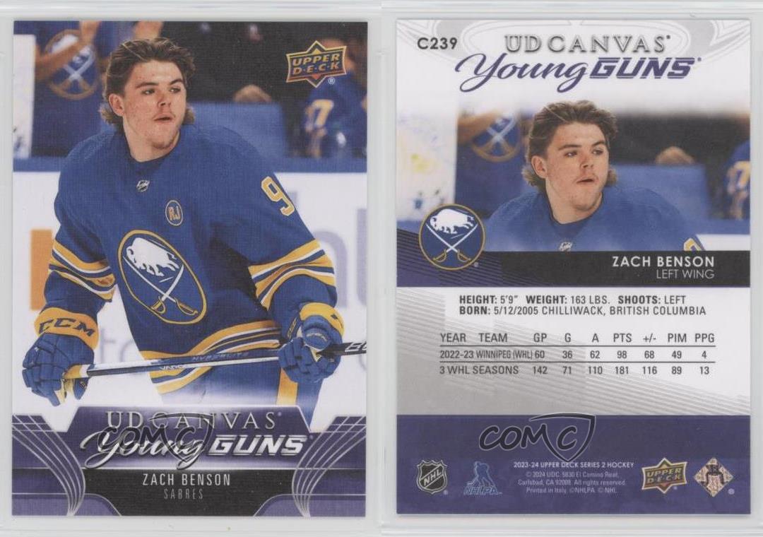 2023-24 Upper Deck Series 2 UD Canvas Young Guns Zach Benson #C239 Rookie RC