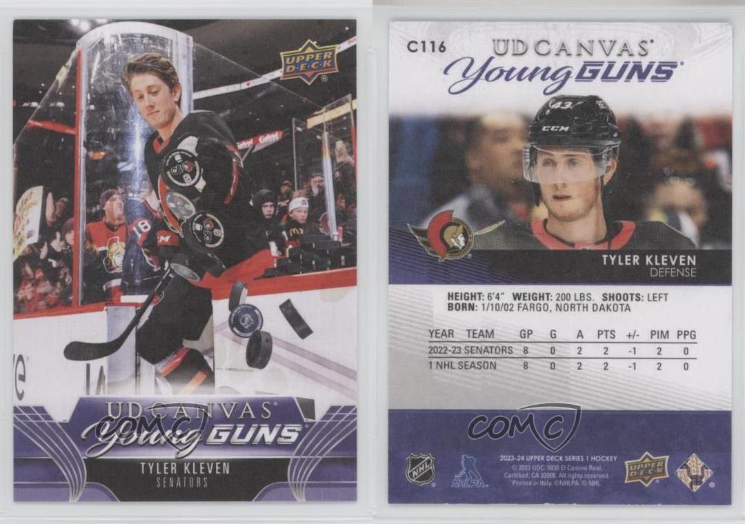 2023-24 Upper Deck Series 1 UD Canvas Young Guns Tyler Kleven #C116 Rookie RC