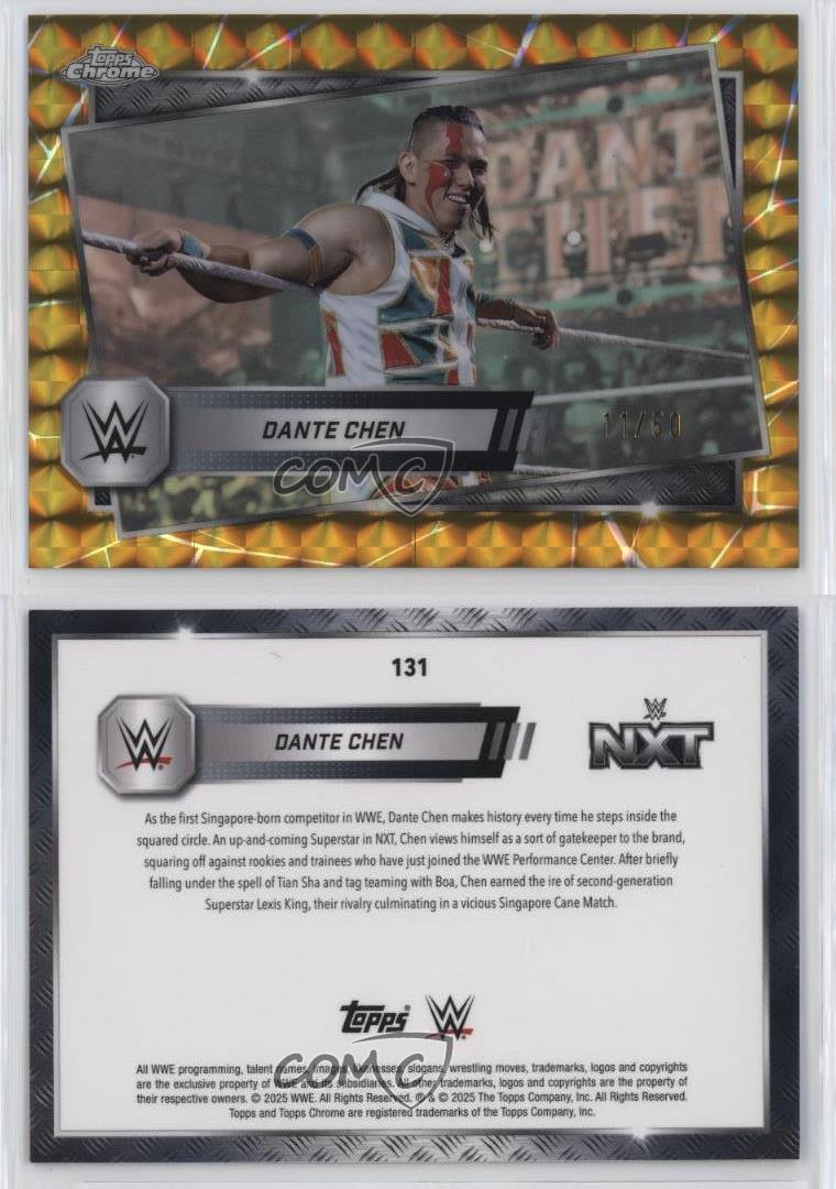 2025 Topps Chrome WWE Gold Geometric Refractor /50 Dante Chen #131 - Bild 3 von 3