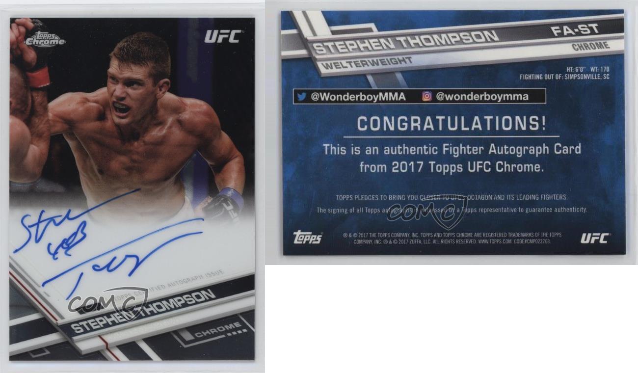 2017 Topps Chrome UFC Fighter Auto Stephen Thompson #FA-ST Auto - Imagen 3 de 3