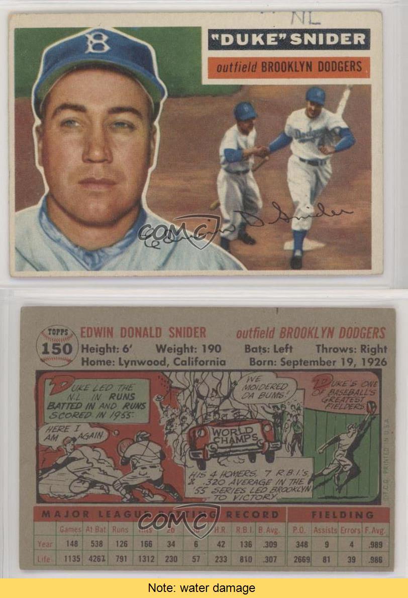 1956 Topps Duke Snider (Gray Back) #150 HOF - Picture 3 of 4