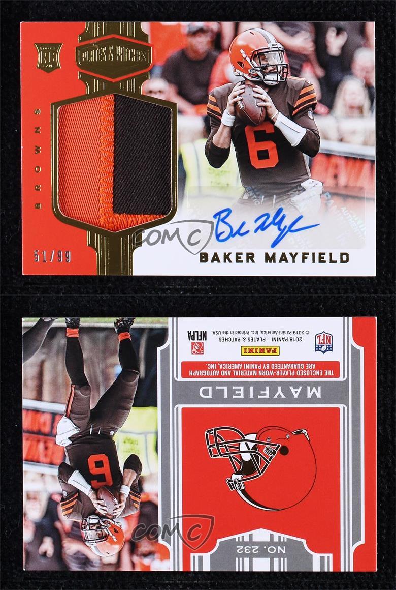 2018 Panini Plaques & Patchs /99 Baker Mayfield #232 RPA mode Rookie Patch Auto RC
