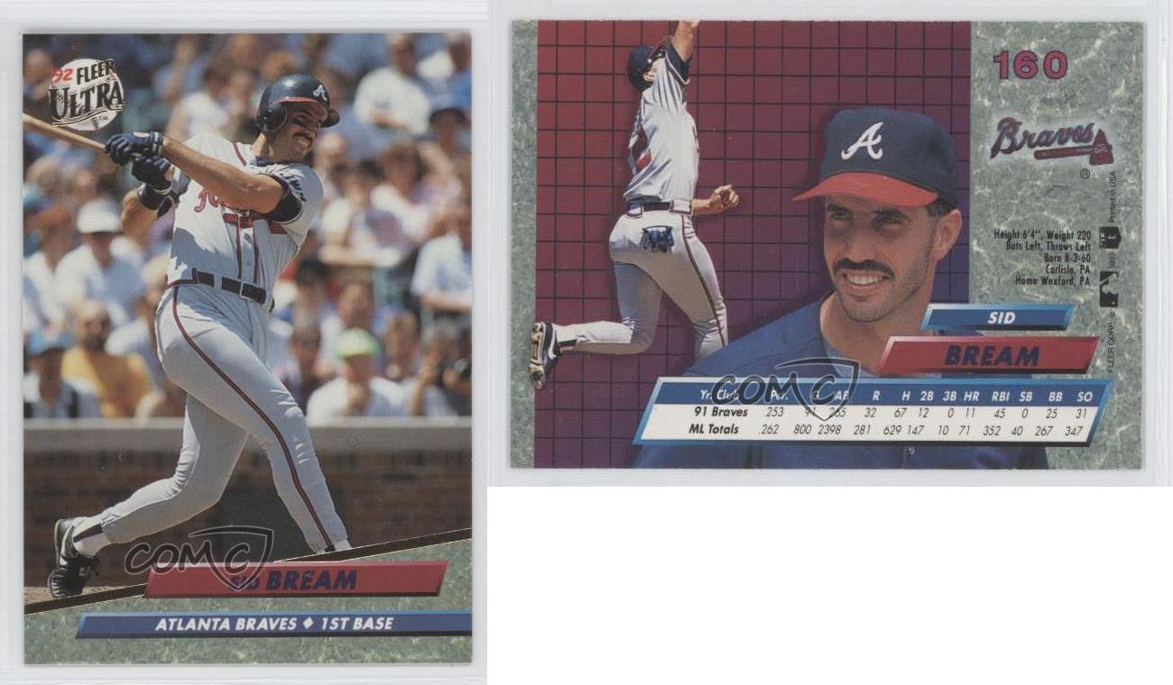 Sid Bream autographed baseball card (Atlanta Braves) 1992 Fleer Ultra #160