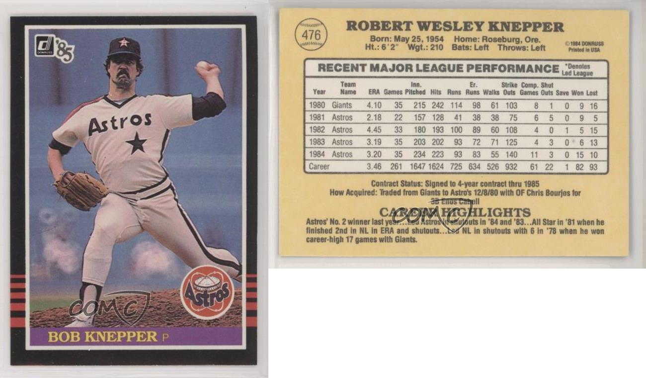 1985 Donruss Bob Knepper #476