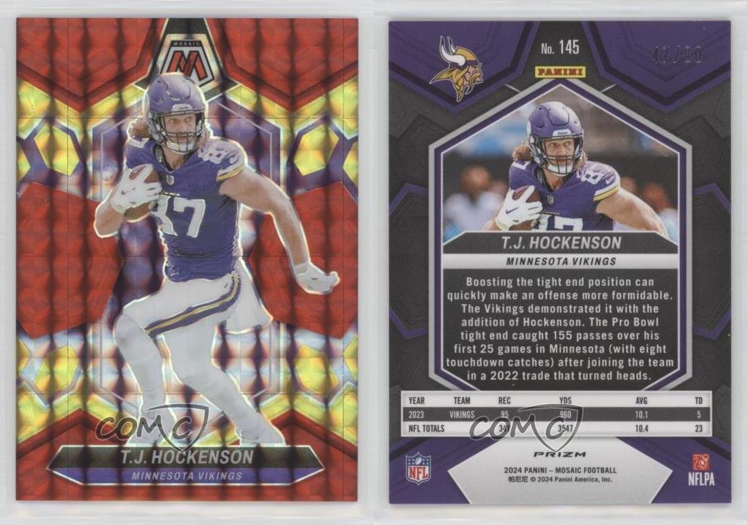 2024 Panini Mosaic Choice Fusion Red & Yellow Prizm /80 TJ Hockenson #145 - Bild 3 von 3