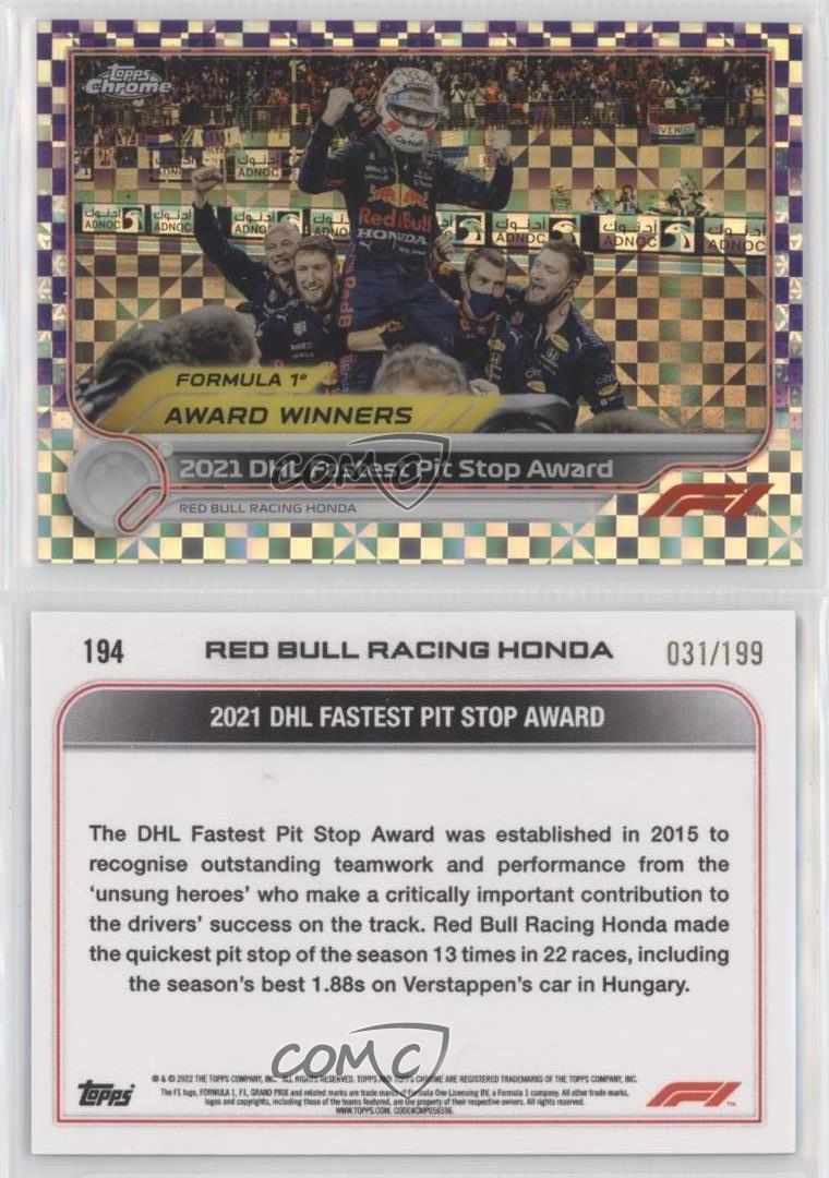 2022 Chrome Formula 1 Purple Checker Flag Refractor /199 Red Bull Racing Honda