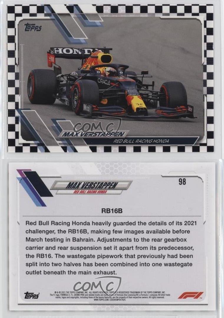 2021 Topps Formula 1 F1 Cars Checkered Flag Max Verstappen #98