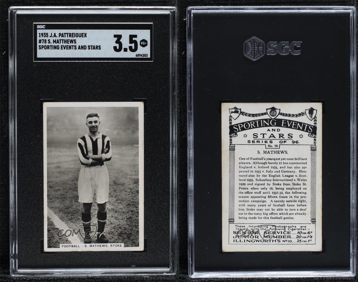 1935 Senior Service Sporting Events and Stars Tobacco Stanley Matthews SGC 3.5 - Picture 3 of 3