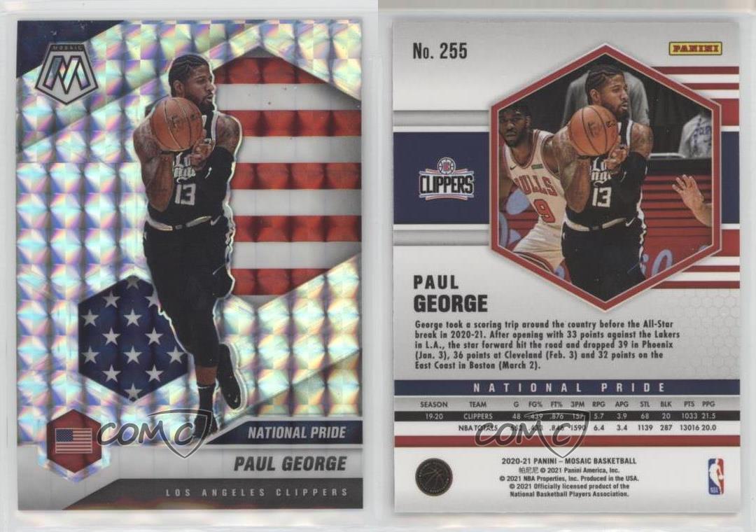 Mosaïque Panini 2020-21 National officiel Pride Mosaic Prizm Paul George #255