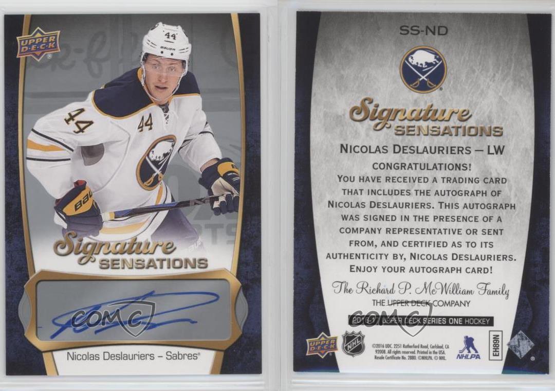 2016-17 Upper Deck Signature Sensations Nicolas Deslauriers #SS-ND Auto
