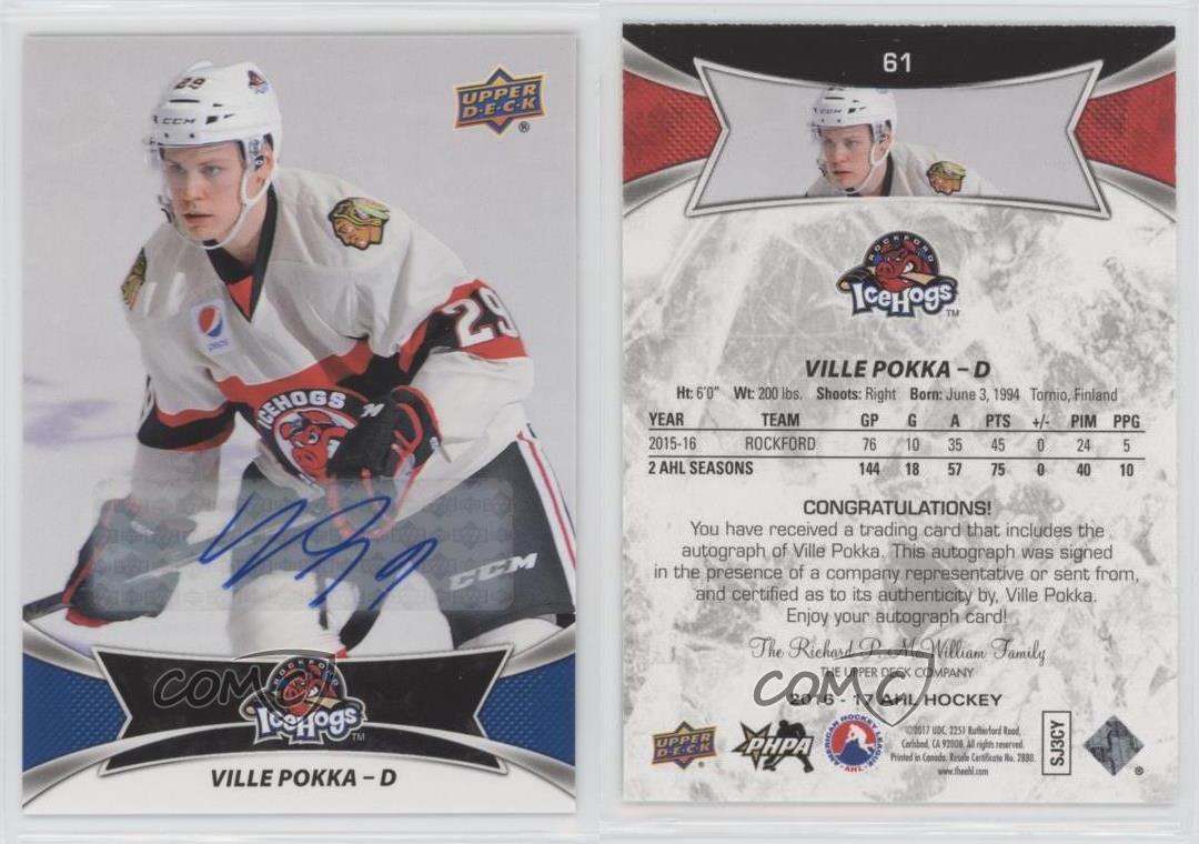 2016-17 Upper Deck AHL Auto Ville Pokka #61 Auto