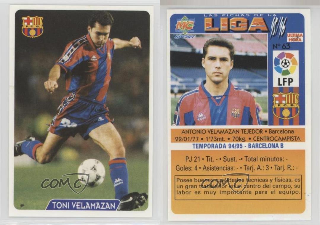 1995-96 Mundicromo Sport Las Fichas de Liga Ultima Hora Toni Velamazan  #63.2 | eBay
