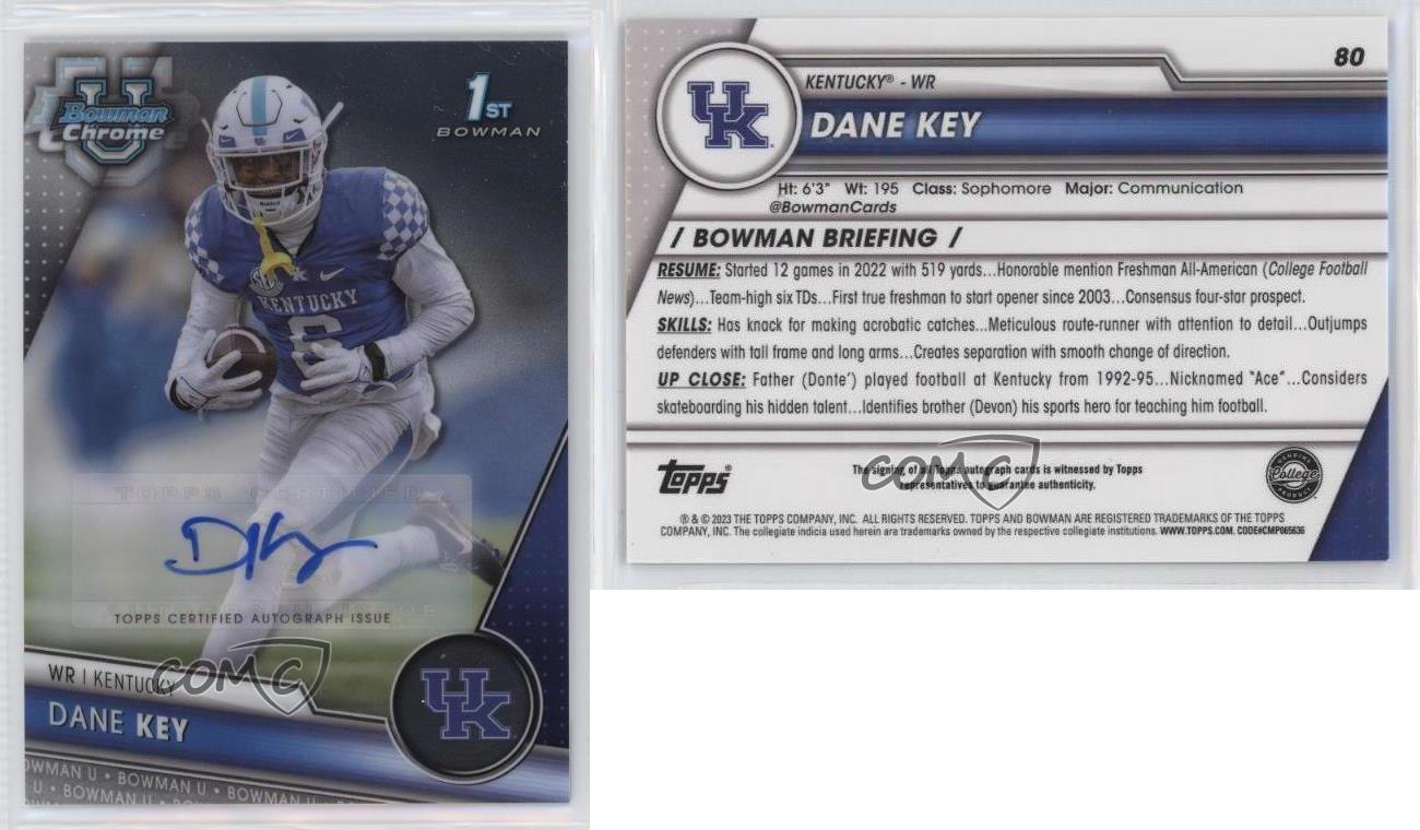 2023 Bowman University Chrome Chrome Prospect Auto Dane Key #80 Auto