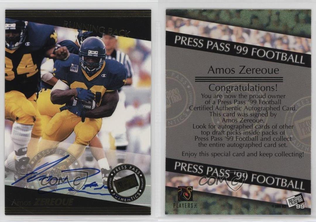 1999 Press Pass Auto Amos Zereoue Rookie Auto RC