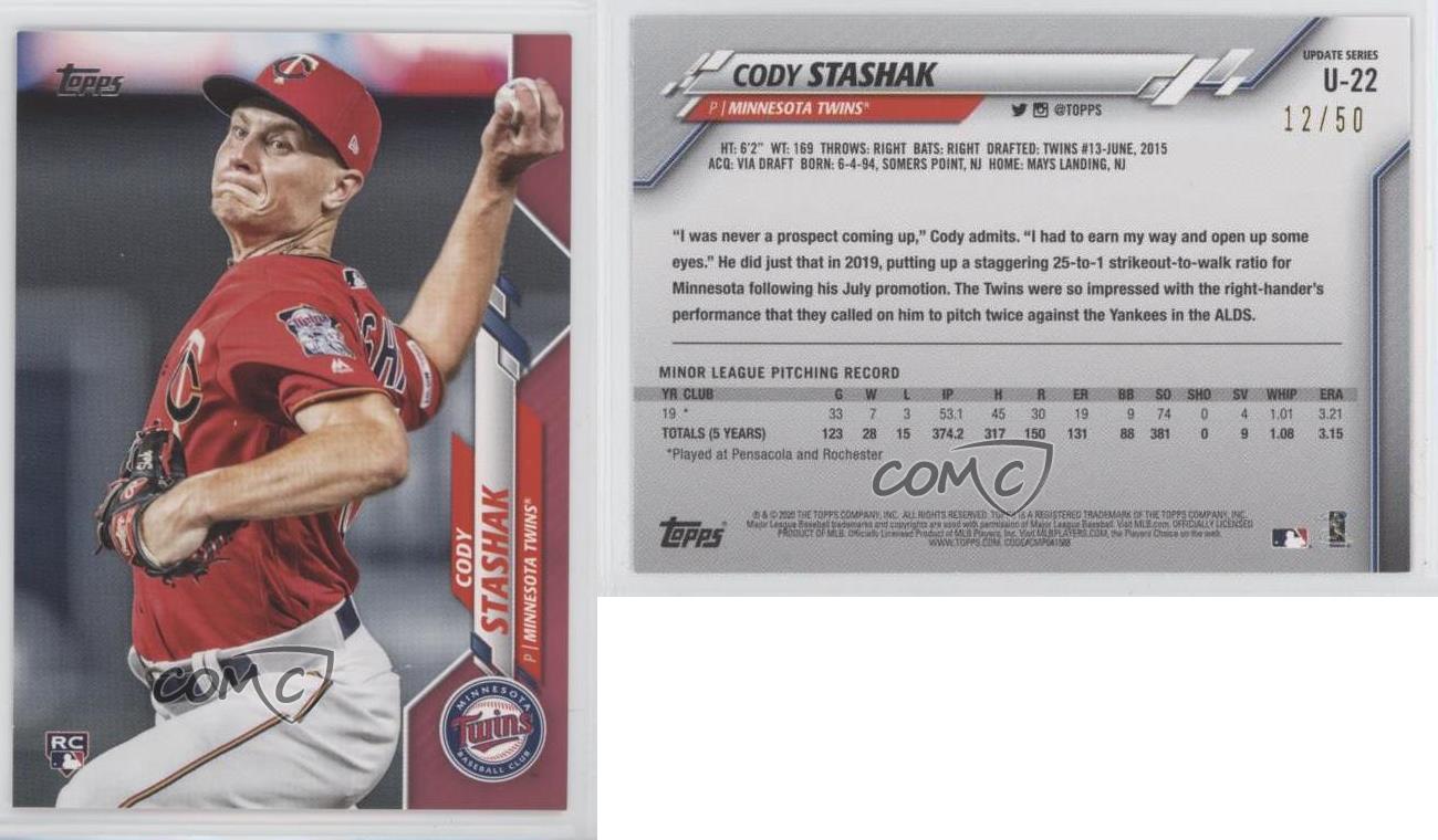 2020 Topps Update Mother's Day Hot Pink /50 Cody Stashak #U-22 Rookie RC
