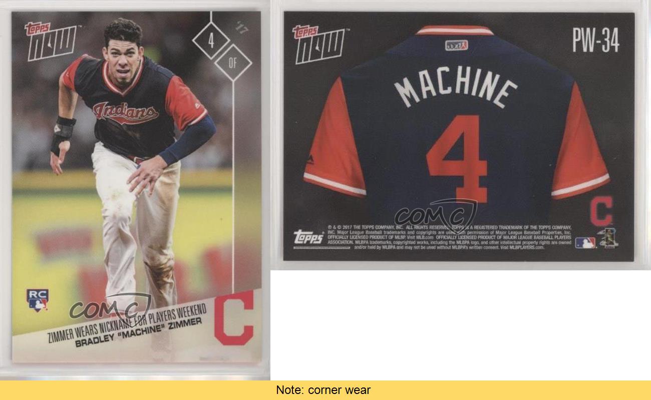 2017 Topps Now MLB Players Nicknames INDIANS Bradley Zimmer  "MACHINE" RC /294