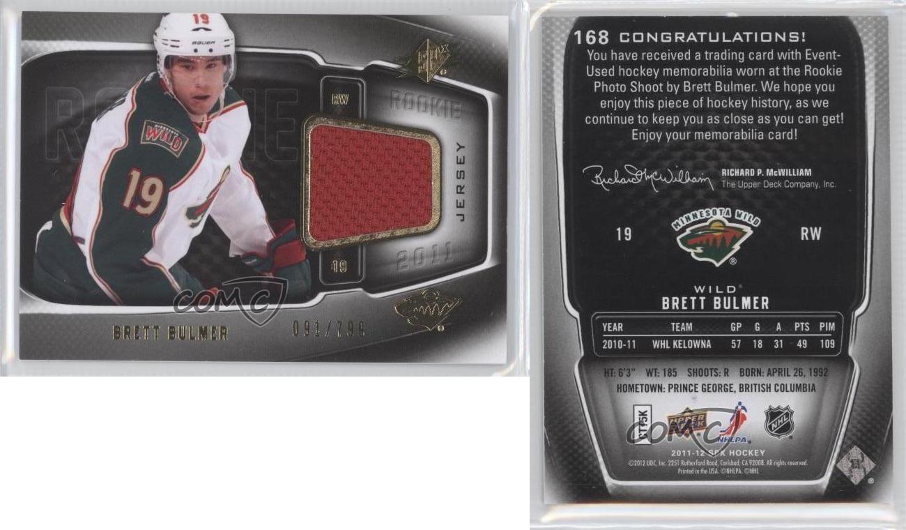 2011-12 SPx SPx Rookie Jerseys /799 Brett Bulmer #168 Rookie RC