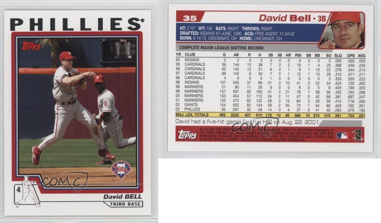Philadelphia Phillies 2004 Topps Chrome #35 David Bell Baseball Cards
