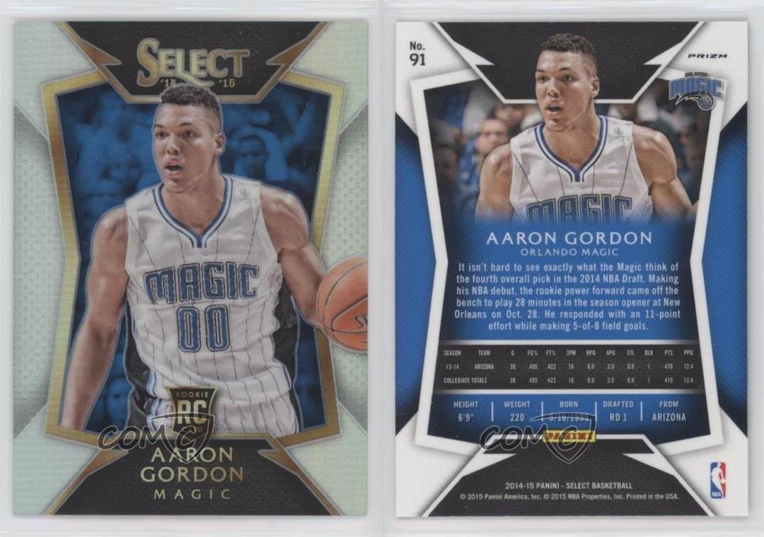 2014-15 Panini Select Concourse Silver Prizm Aaron Gordon #91 Rookie RC - Bild 3 von 4
