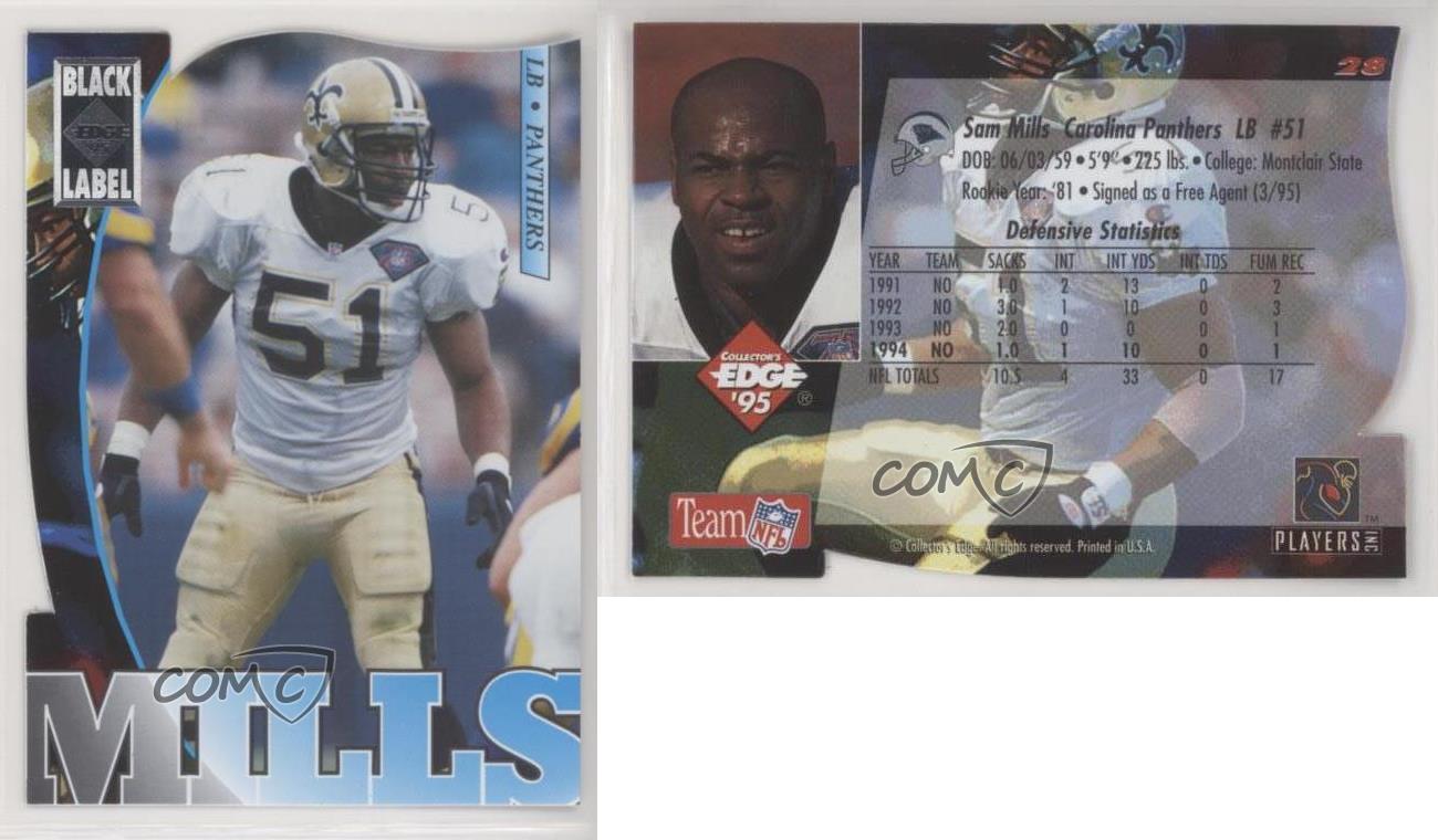 1995 Collector's Edge Black Label Silver Die-Cut Sam Mills #28