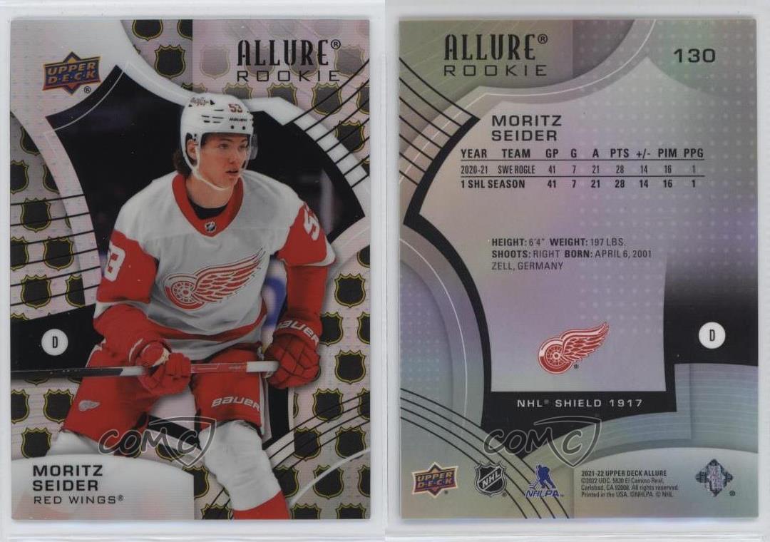 2021-22 Upper Deck Allure Rookies 1917 NHL Moritz Seider #130 Rookie RC Shield