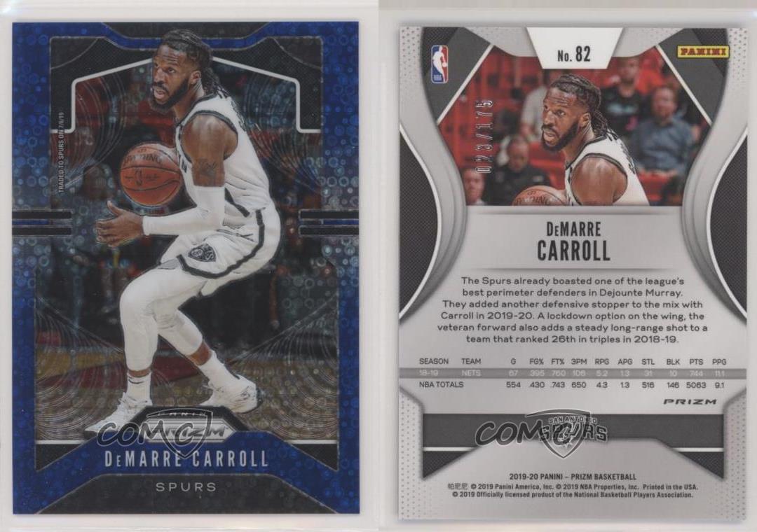 2019-20 Panini Prizm Fast Break Blue Prizm /175 DeMarre Carroll #82 - Picture 4 of 4