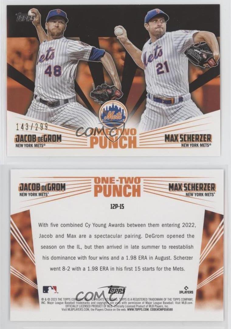 2023 Topps Series 1 One-Two Punch Jacob DeGrom Max Scherzer NY Mets #12P-15