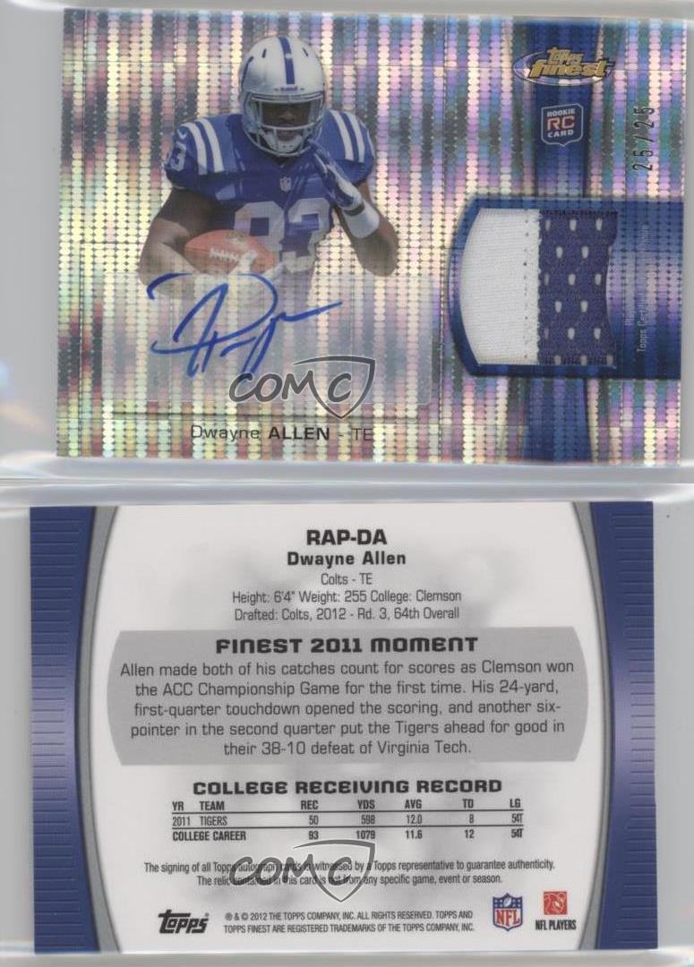 Lot Detail - 2012 Finest Rookie Patch Autographs Pulsar Refractors